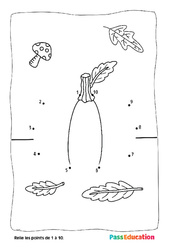 Automne - Points à relier, nombres jusqu'à 10 : 2eme Maternelle - Cycle Fondamental - PDF à imprimer