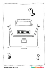 Ecole - Points à relier, nombres jusqu'à 10 : 2eme Maternelle - Cycle Fondamental - PDF à imprimer