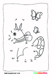 Pâques - Points à relier, nombres jusqu'à 20 : 2eme, 3eme Maternelle - Cycle Fondamental - PDF à imprimer