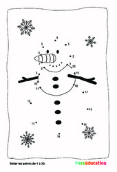 Noël - Points à relier, nombres jusqu'à 20 : 2eme, 3eme Maternelle - Cycle Fondamental - PDF à imprimer