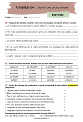 Les verbes pronominaux - Exercices corrigés : 2eme Secondaire - PDF à imprimer