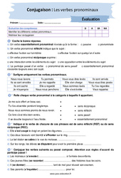 Les verbes pronominaux - Examen Evaluation avec les corrigés : 2eme Secondaire - PDF à imprimer