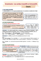 Les verbes transitifs et intransitifs - Séquence complète : 2eme Secondaire - PDF à imprimer