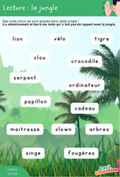 La jungle - Lecture : 1ere, 2eme Primaire - PDF à imprimer