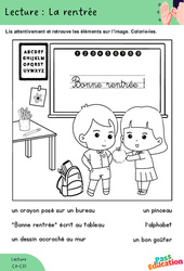 La rentrée - Lecture : 1ere, 2eme Primaire - PDF à imprimer