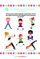 Trouvez de l’énergie et de la force - Posters - Poses Yoga : Primaire - Cycle Fondamental - PDF à imprimer