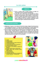 Le coin calme - Activités relaxation : Primaire - Cycle Fondamental - PDF à imprimer