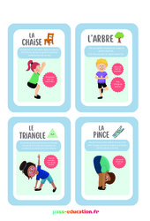 La chaise, L'arbre, Le triangle, ... - Cartes de poses de yoga : Primaire - Cycle Fondamental - PDF à imprimer