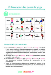 Présentation des poses (debout, assises et au sol) de yoga : Primaire - Cycle Fondamental - PDF à imprimer