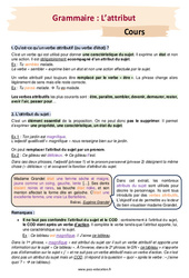 L’attribut - Séquence complète : 2eme Secondaire - PDF à imprimer