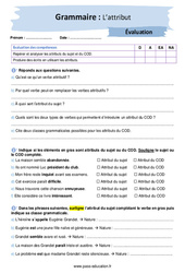 L’attribut - Examen Evaluation avec les corrigés : 2eme Secondaire - PDF à imprimer