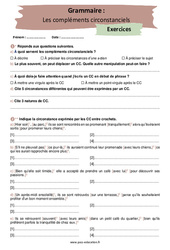 Les compléments circonstanciels - Exercices corrigés : 2eme Secondaire - PDF à imprimer