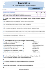 Les compléments circonstanciels - Examen Evaluation avec les corrigés : 2eme Secondaire - PDF à imprimer