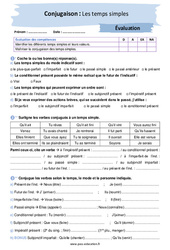 Les temps simples - Examen Evaluation avec les corrigés : 2eme Secondaire - PDF à imprimer