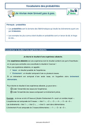 Vocabulaire des probabilités -  avec Mon Pass Maths : 3eme Secondaire - PDF à imprimer