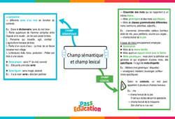 Le champ sémantique et le champ lexical - Carte mentale : 2eme Secondaire - PDF à imprimer