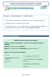 Puissances d’exposants positifs ou négatifs -  avec Mon Pass Maths : 3eme Secondaire - PDF à imprimer