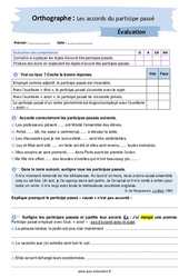 Les accords du participe passé - Examen Evaluation avec les corrigés : 2eme Secondaire - PDF à imprimer