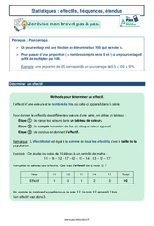 Effectifs, fréquences, étendue -  avec Mon Pass Maths : 3eme Secondaire - PDF à imprimer