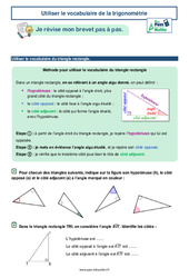 Utiliser le vocabulaire de la trigonométrie -  avec Mon Pass Maths : 3eme Secondaire - PDF à imprimer