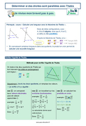 Déterminer si des droites sont parallèles avec Thalès -  avec Mon Pass Maths : 3eme Secondaire - PDF à imprimer