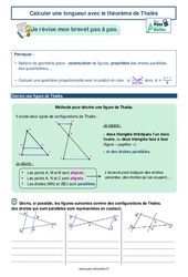 Calculer une longueur avec le théorème de Thalès -  avec Mon Pass Maths : 3eme Secondaire - PDF à imprimer