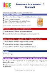 Semaine 17 - école à la maison IEF - Fiches  : 1ere Secondaire