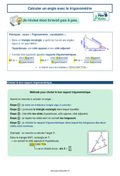 Calculer un angle avec la trigonométrie -  avec Mon Pass Maths : 3eme Secondaire - PDF à imprimer