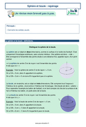 Sphère et boule - Fiches repérage -  avec Mon Pass Maths : 3eme Secondaire - PDF à imprimer