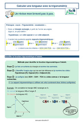 Calculer une longueur avec la trigonométrie -  avec Mon Pass Maths : 3eme Secondaire - PDF à imprimer