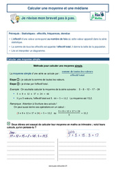 Calculer une moyenne et une médiane -  avec Mon Pass Maths : 3eme Secondaire - PDF à imprimer