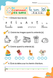 Le son [a] - Phonologie - Lecture - Le carrousel des sons à essayer gratuitement : 3eme Maternelle, 1ere Primaire - PDF à imprimer