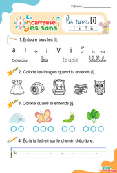 Le son [i] - Phonologie - Lecture - Le carrousel des sons : 3eme Maternelle, 1ere Primaire - PDF à imprimer