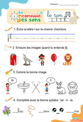 Le son [l] - Phonologie - Lecture - Le carrousel des sons : 3eme Maternelle, 1ere Primaire - PDF à imprimer