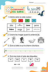 Le son [é] - Phonologie - Lecture - Le carrousel des sons : 3eme Maternelle, 1ere Primaire - PDF à imprimer