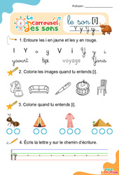 Le son [i] = y - Phonologie - Lecture - Le carrousel des sons : 3eme Maternelle, 1ere Primaire - PDF à imprimer