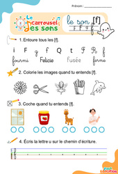 Le son [f] - Phonologie - Lecture - Le carrousel des sons : 3eme Maternelle, 1ere Primaire - PDF à imprimer