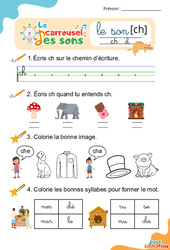 Le son [ch] - Phonologie - Lecture - Le carrousel des sons : 3eme Maternelle, 1ere Primaire - PDF à imprimer