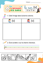 Le son [v] - Phonologie - Lecture - Le carrousel des sons : 3eme Maternelle, 1ere Primaire - PDF à imprimer