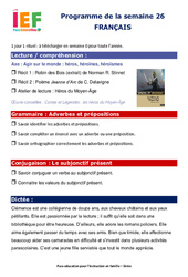 IEF Instruction En Famille, École à la maison pour la Semaine 26 - école à la maison IEF - Fiches  : 1ere Secondaire