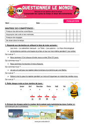 Comprendre les cycles du temps et situer les évènements - Examen Evaluation - Apis & ses amis : 2eme Primaire - PDF à imprimer