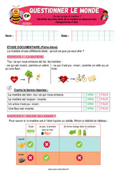 Différents états de la matière dans la nature - Exercices - Apis & ses amis : 1ere Primaire - PDF à imprimer