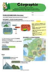 Géographie de la France, son relief, sa place en Europe - Exercices - Miss Boussole : 4eme Primaire - PDF à imprimer