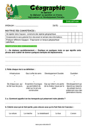 Se déplacer au quotidien en France - Examen Evaluation - Miss Boussole : 5eme Primaire - PDF à imprimer