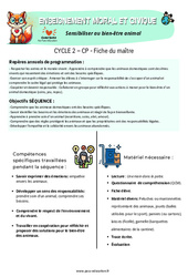 Séquence - Fiche de préparation Sensibiliser au bien - être animal - Séquence - Fiche de préparation - EMC : 1ere Primaire - PDF à imprimer