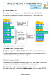 Tracés géométriques et déplacements - Scratch - Cours : 1ere Secondaire - PDF à imprimer