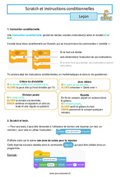 Scratch et instructions conditionnelles - Cours : 1ere Secondaire - PDF à imprimer