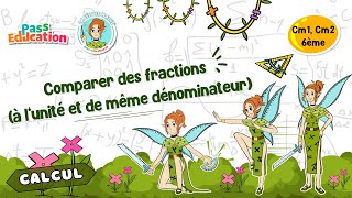 Comparer des fractions (à l'unité et de même dénominateur) - Vidéo pédagogique - La Fée des Maths : 6eme Primaire, 1ere Secondaire