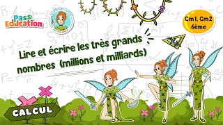 Lire et écrire les très grands nombres (millions et milliards) - Vidéo pédagogique - La Fée des Maths : 4eme, 5eme Primaire