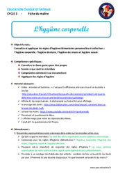 Séquence - Fiche de préparation Hygiène corporelle - Séquence - Fiche de préparation - EMC : 4eme, 5eme Primaire - PDF à imprimer